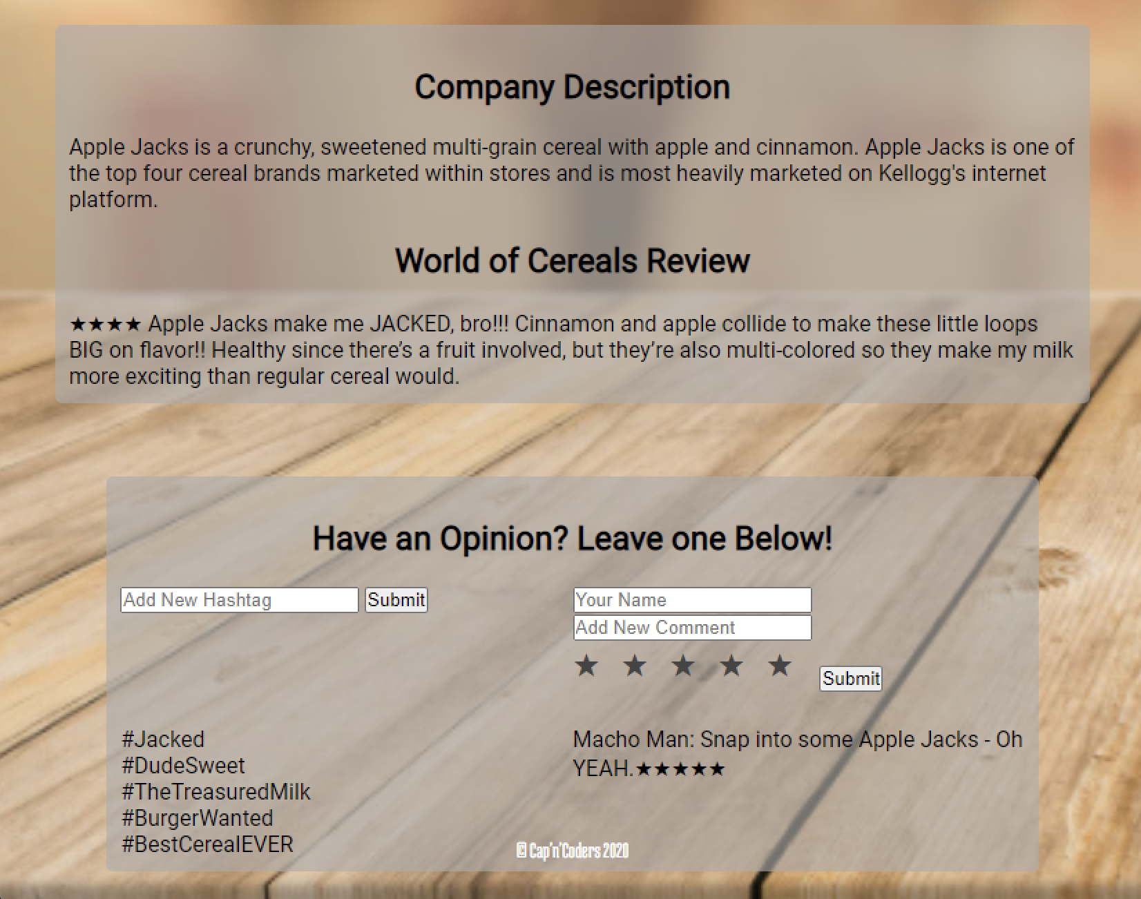 screen shot of a website in which users can leave ratings and reviews on a product
